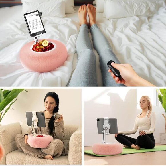 Tablet Stand Pillow for iPad, iPhone, Samsung, Kindle - Pink - Picture 2 of 4